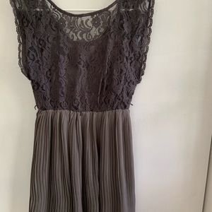 Gray lace and pleated dress